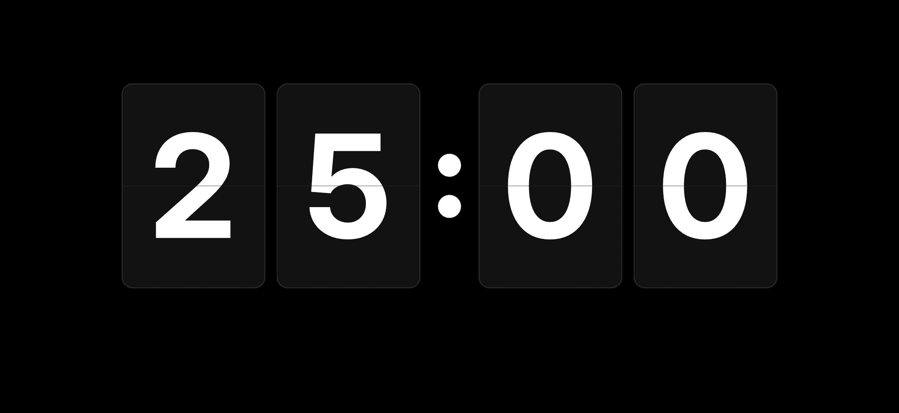 Flip Timer fullscreen distraction-free focus mode with a large flip clock countdown